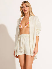 Vitamin A Avery Short in Oatmeal EcoLinen, view 3, click to see full size