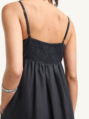 Vitamin A Zella Dress in Black Ecolinen, view 4, click to see full size