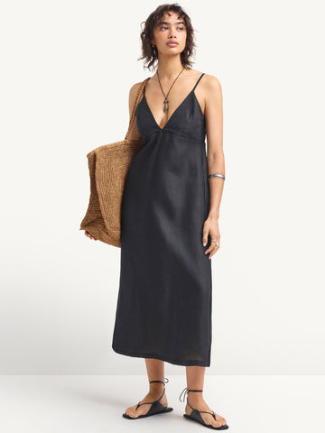 Vitamin A Zella Dress in Black Ecolinen