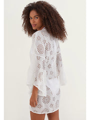 ViX Eyelet Perola Short Cover-Up in Off-white, view 2, click to see full size