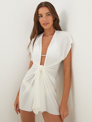 Sasha Short Cover Up in Off White, view 1, click to see full size