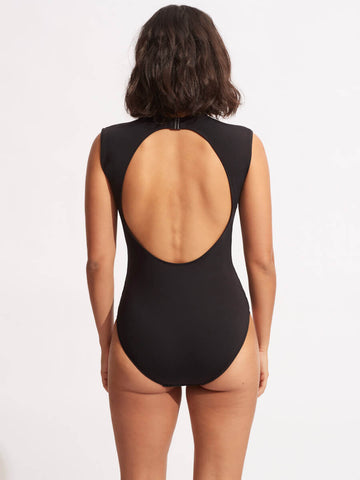 Seafolly SF Collective Cap Sleeve One Piece in Black
