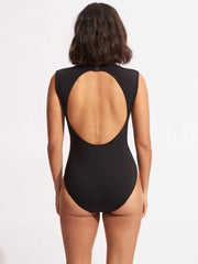 Seafolly SF Collective Cap Sleeve One Piece in Black, view 2, click to see full size