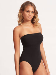 Seafolly Sea Dive DD Bandeau One Piece in Black, view 1, click to see full size