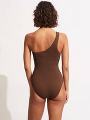 Seafolly Sea Dive One Shoulder Maillot in Tiramisu, view 2, click to see full size