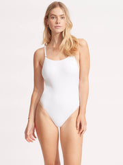 Seafolly Sea Dive Scoop Neck One Piece in White, view 1, click to see full size