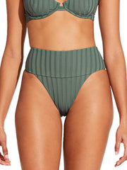 Vitamin A Emmi High Waist Bottom in Aloe SuperRib, view 1, click to see full size