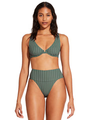 Vitamin A Emmi High Waist Bottom in Aloe SuperRib, view 4, click to see full size