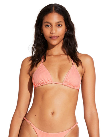 Vitamin A Gia Ring Triangle Top in Pink Coral EcoRib