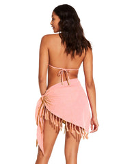 Vitamin A Sirena Sarong in Pink Coral, view 2, click to see full size