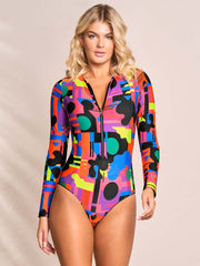 Maaji Triton Surfsuit One Piece in Midnight Tropics, view 3, click to see full size