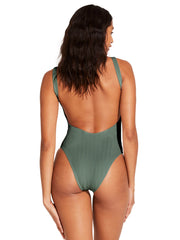 Vitamin A Leah Square Neck One Piece in Aloe SuperRib, view 2, click to see full size