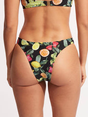 Seafolly Lemoncello High Cut Rio in Black, view 2, click to see full size