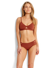Seafolly Active Multi Strap Hipster Burnt Amber, view 3, click to see full size