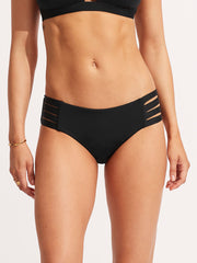 Seafolly SF Collective Multi Strap Hipster Bottom In Black, view 1, click to see full size