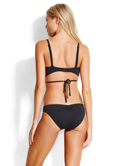 Seafolly Quilted Wrap Front Booster Black, view 2, click to see full size