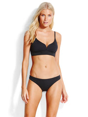 Seafolly Mini Hipster Gathered Back Black, view 3, click to see full size