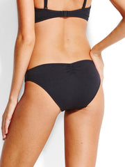 Seafolly Mini Hipster Gathered Back Black, view 2, click to see full size
