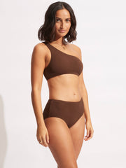 Seafolly Sea Dive One Shoulder Bandeau in Tiramisu, view 3, click to see full size