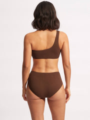 Seafolly Sea Dive One Shoulder Bandeau in Tiramisu, view 2, click to see full size