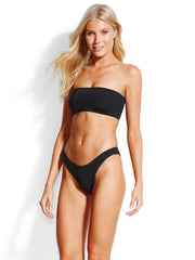 Seafolly Active High Cut Bottom Black, view 3, click to see full size