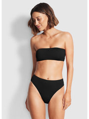 Seafolly Sea Dive High Rise Bottom In Black, view 4, click to see full size