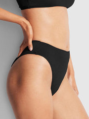 Seafolly Sea Dive High Rise Bottom In Black, view 3, click to see full size