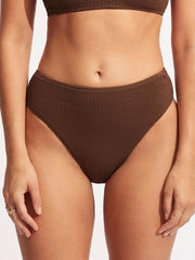 Seafolly Sea Dive High Rise Bottom in Tiramisu, view 1, click to see full size
