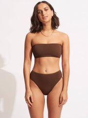 Seafolly Sea Dive High Rise Bottom in Tiramisu, view 4, click to see full size