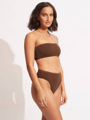 Seafolly Sea Dive High Rise Bottom in Tiramisu, view 3, click to see full size