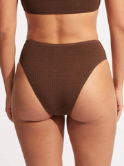 Seafolly Sea Dive High Rise Bottom in Tiramisu, view 2, click to see full size