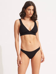 Seafolly SF Collective High Cut Pant in Black, view 3, click to see full size