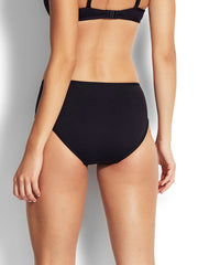 Seafolly Mid Rise Bottoms Black, view 2, click to see full size