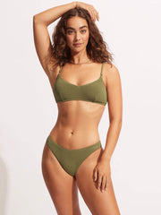 Seafolly Sea Dive Bralette in Khaki, view 3, click to see full size