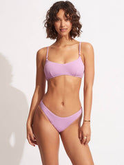 Seafolly Sea Dive High Cut Bottom in Lilac, view 4, click to see full size