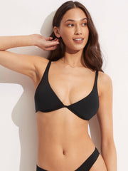 Seafolly SF Collective Split Wire Bra in Black, view 3, click to see full size