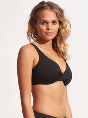 Seafolly SF Collective Wrap Front F Cup Bra in Black, view 4, click to see full size