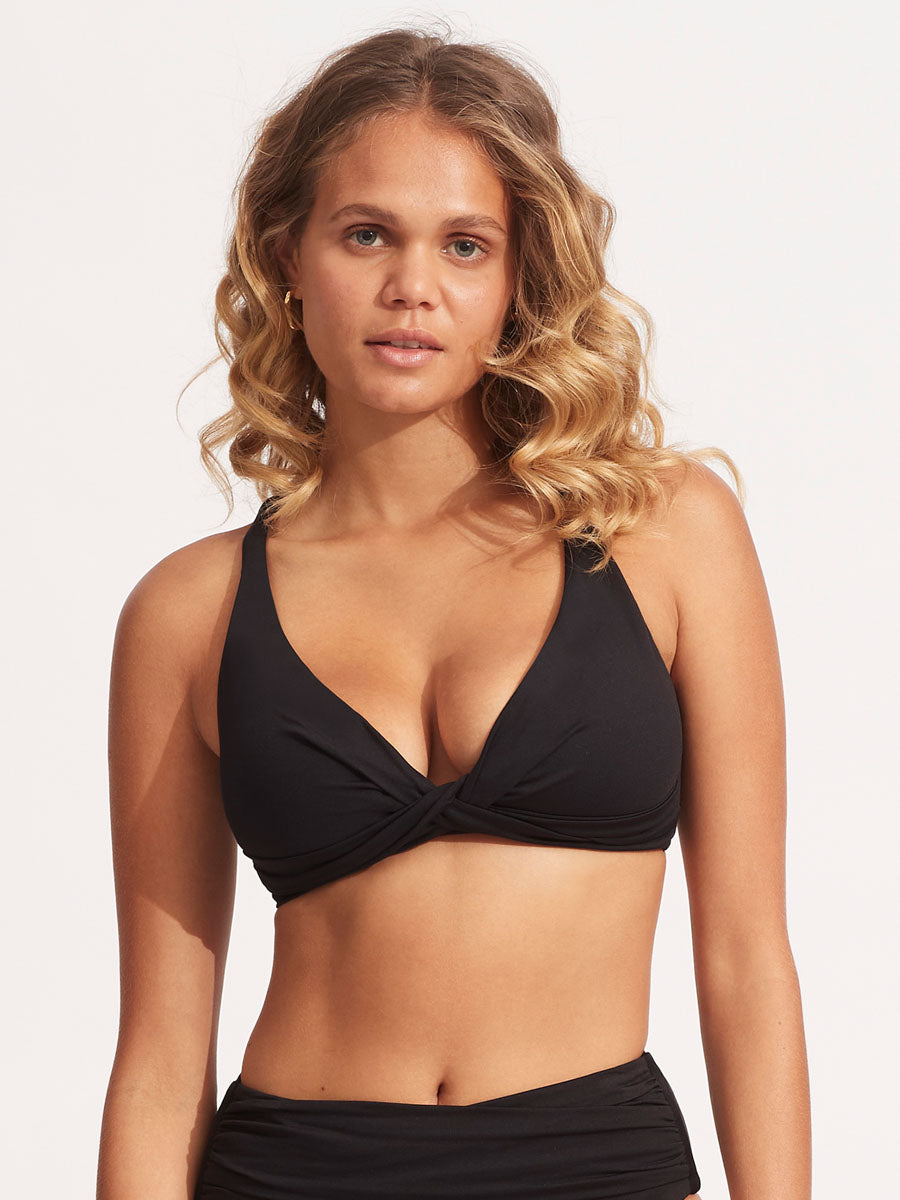 SF Collective DD Double Wrap Front Bra in Black