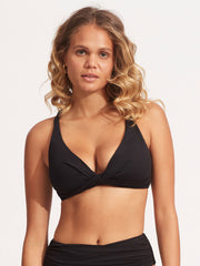 Seafolly SF Collective DD Double Wrap Front Bra in Black, view 1, click to see full size