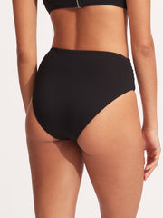 Seafolly SF Collective High Waist Wrap Front Pant in Black, view 2, click to see full size