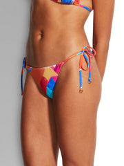 Seafolly Art House Rio Tie Side Bottom In Multicolor, view 3, click to see full size
