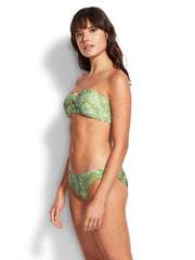 Seafolly Folklore Reversible Hipster in Green Tea, view 3, click to see full size