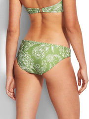 Seafolly Folklore Reversible Hipster in Green Tea, view 2, click to see full size