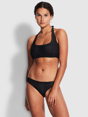 Seafolly Dream Catcher Hipster In Black, view 3, click to see full size