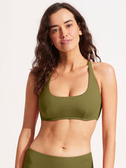 Seafolly Seafolly Collective DD Scoop Neck Halter in Avocado, view 1, click to see full size