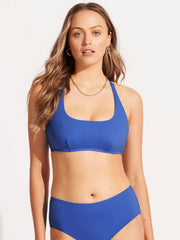 Seafolly SF Collective DD Scoop Neck Halter in Azure, view 1, click to see full size