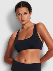 Seafolly SF Collective DD Scoop Neck Halter in Black, view 1, click to see full size