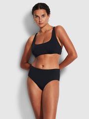 Seafolly SF Collective DD Scoop Neck Halter in Black, view 3, click to see full size