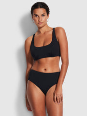 Seafolly SF Collective Wide Side Retro in Black, view 3, click to see full size