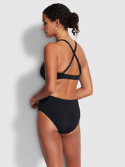 Seafolly SF Collective DD Scoop Neck Halter in Black, view 2, click to see full size